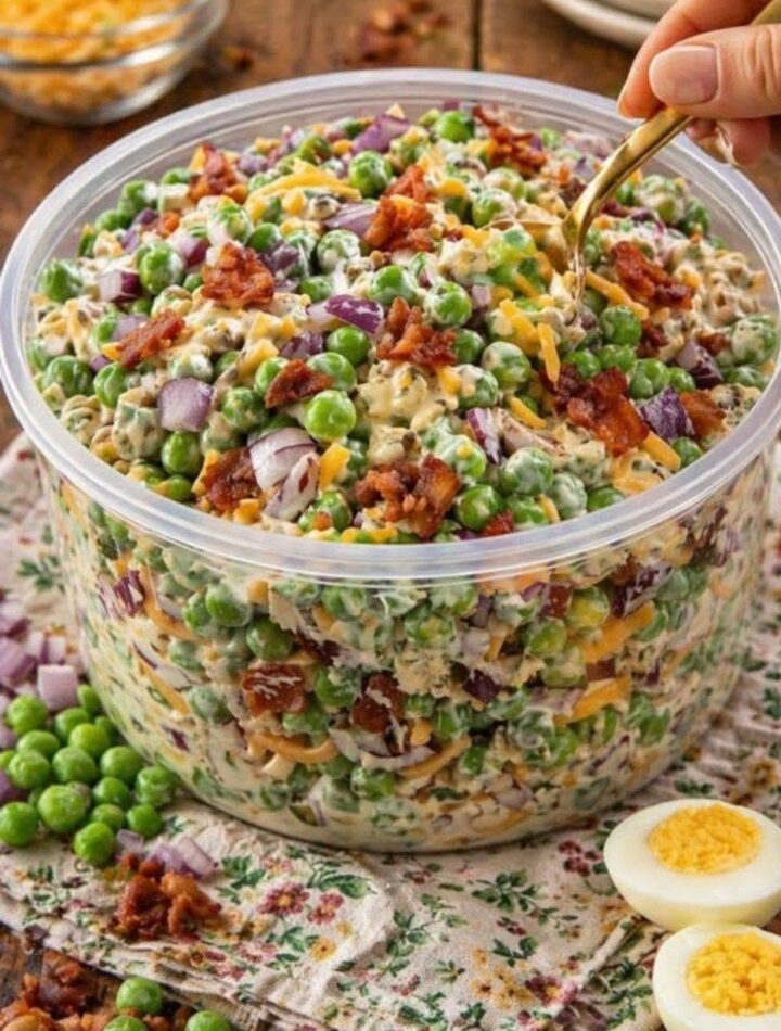 creamy bacon pea salad